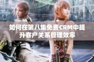 如何在第八集免费CRM中提升客户关系管理效率